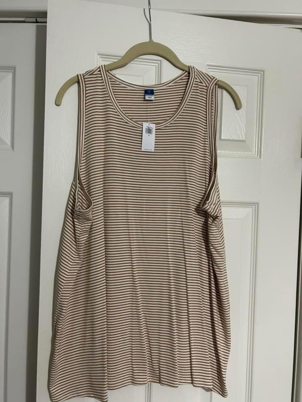 Old Navy Beige and Brown Striped Tank Top